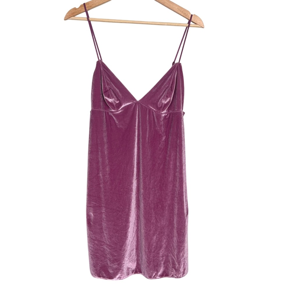 Victorias Secret Mauve Pink Velvet Spaghetti Strap Mini Slip Dress‎ Medium M